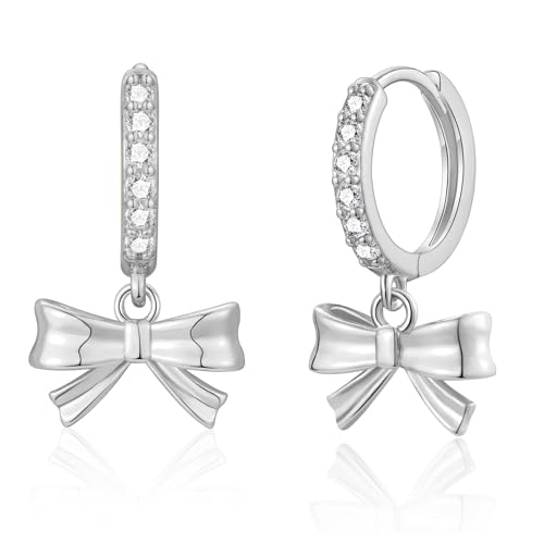 Ohrringe Silber Zirkonia Creolen mit Fliege Anhänger von LYTOPTOP