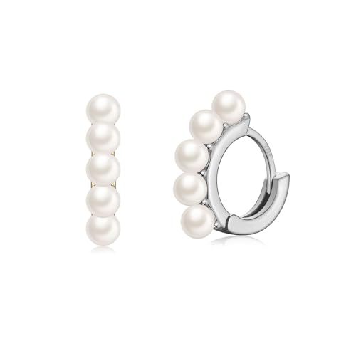 Perlenohrringe Creolen Silber 925 Ohrringe Perlen für Damen Frauen Mädchen von LYTOPTOP