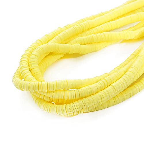 LYVQZPWLRArmbänder aus Ton hergestellt, 4/6mm 350 Teile/los Flache Runde Polymer Harz Ton Perlen Chip Disk Lose Spacer Handgemachte Perlen for DIY schmuck Machen Armbänder(Light Yellow,6mm) von LYVQZPWLR