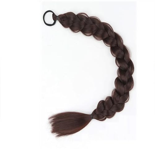 LYVQZPWLRFarbe gestalten, 24 Zoll synthetische lange geflochtene Pferdeschwanz-Haarverlängerungen for Frauen, schwarzbrauner Pferdeschwanz mit Haarseil, Hochtemperaturfaser(W10164) von LYVQZPWLR