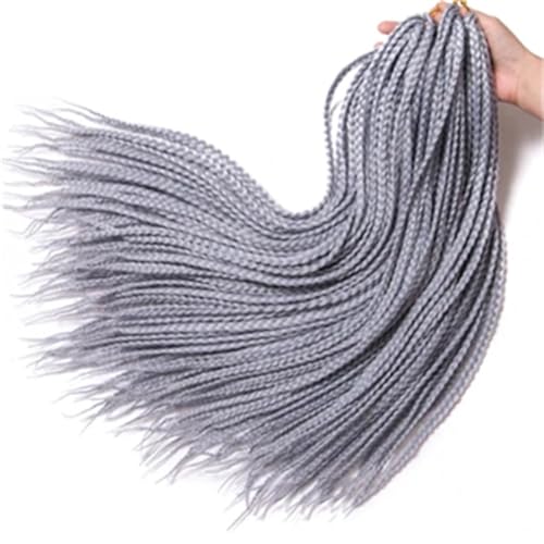 LYVQZPWLRFarbe gestalten, Damen Häkelzöpfe Synthetische 24-Zoll-Boxzöpfe 22 Wurzeln/Stück Flechten Haarverlängerungen Wärmefaserzöpfe(#Silver Gray,24inches#3PcsLot) von LYVQZPWLR