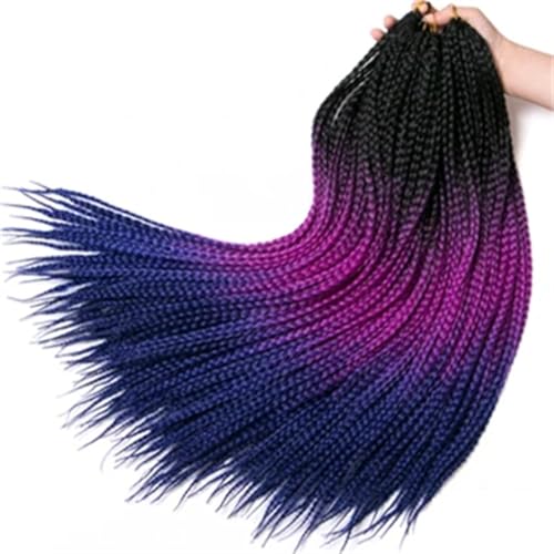 LYVQZPWLRFarbe gestalten, Damen Häkelzöpfe Synthetische 24-Zoll-Boxzöpfe 22 Wurzeln/Stück Flechten Haarverlängerungen Wärmefaserzöpfe(M#Purple,24inches#7PcsLot) von LYVQZPWLR