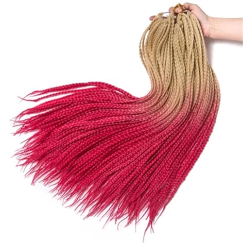 LYVQZPWLRFarbe gestalten, Damen Häkelzöpfe Synthetische 24-Zoll-Boxzöpfe 22 Wurzeln/Stück Flechten Haarverlängerungen Wärmefaserzöpfe(OMBRE,24inches#4PcsLot) von LYVQZPWLR