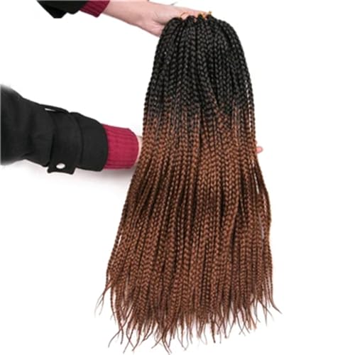LYVQZPWLRFarbe gestalten, Damen Häkelzöpfe Synthetische 24-Zoll-Boxzöpfe 22 Wurzeln/Stück Flechten Haarverlängerungen Wärmefaserzöpfe(T1B30,24inches#7PcsLot) von LYVQZPWLR