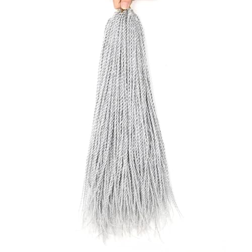 LYVQZPWLRFarbe gestalten, Frauen Twisted Hair Crochet Braids 30 Stränge Schwarz Braun Lila Crochet Braids for Frauen Synthetisches Flechten(Gris,18inches#1PcsLot) von LYVQZPWLR