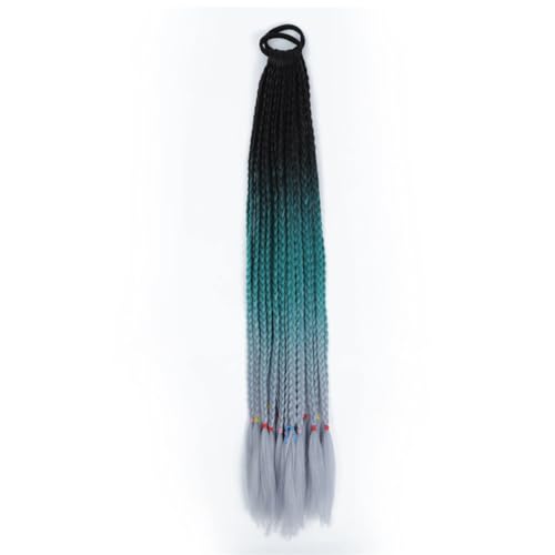 LYVQZPWLRFarbe gestalten, Synthetische geflochtene Pferdeschwanz-Haarverlängerung Regenbogenfarbene Zöpfe Pferdeschwanz mit elastischen Bändern Mädchen-Pferdeschwanz(Q37C18) von LYVQZPWLR