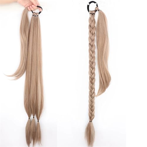 LYVQZPWLRFarbe gestalten, Synthetische lange geflochtene Pferdeschwanz-Haarverlängerungen for Frauen, Schwarzblond, umwickelter Pferdeschwanz, Haarteile, Hochtemperaturfaser(M12613) von LYVQZPWLR