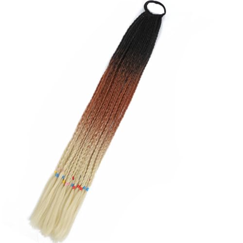 LYVQZPWLRFarbe gestalten, Synthetischer Farbverlauf Boxing Geflochtener Pferdeschwanz for Mädchen mit elastischen Haargummibändern Haarschmuck Perücke Stirnband Haarteil(C15) von LYVQZPWLR