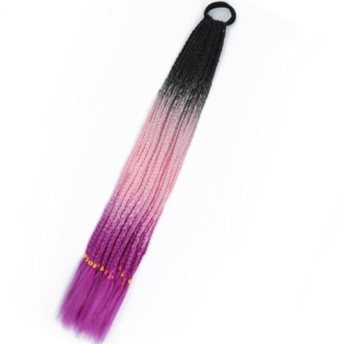 LYVQZPWLRFarbe gestalten, Synthetischer Farbverlauf Boxing Geflochtener Pferdeschwanz for Mädchen mit elastischen Haargummibändern Haarschmuck Perücke Stirnband Haarteil(C3) von LYVQZPWLR