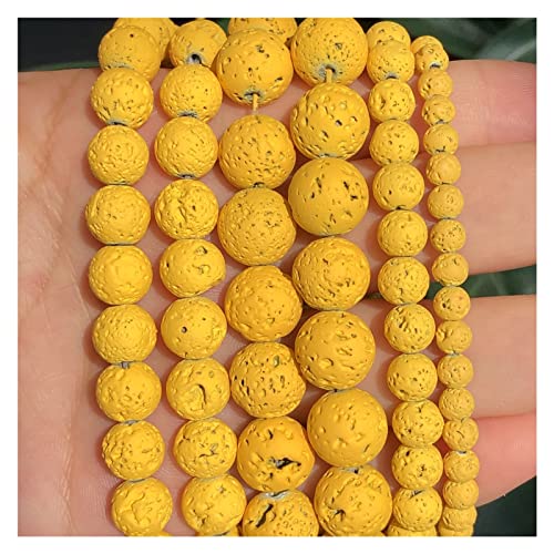 LYVQZPWLRnatürliche Steine, Natürliche Vulkangestein Gelb Lava Stein Perlen Gummi Lose Spacer Perlen for Schmuck Machen DIY Frauen Armband 4 6 8 10 12mm Z923(8mm 4446pcs) von LYVQZPWLR