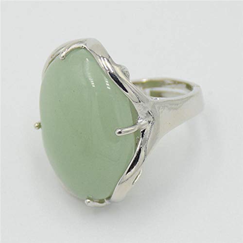 LYWZX Ringe Für Damen Verstellbar Hochzeitsfeier Ringe Frauen Mädchen Geschenke Mode Oval Cabochon Amethyste Klarer Kristallstein Offener Fingerring-Resizable_Green_Aventurine von LYWZX