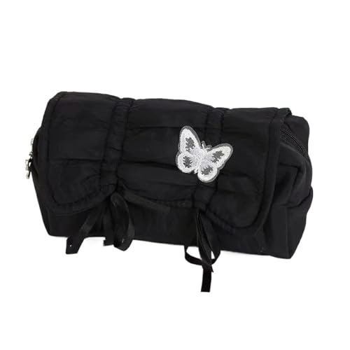 LYXYGMV 2 PCS Canvas Federmäppchen mit Ballett-Bogen-Design Große Kapazität Student Schreibwaren Aufbewahrungsbox Seil Für Schulbedarf und Büro(Black) von LYXYGMV