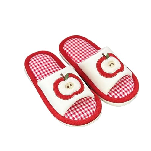 LYXYGMV Damen Hausschuhe Damenschuhe Winter Home Baumwolle und Leinen Hausschuhe Warme Damenschuhe Für zu Hause(Red,40-41) von LYXYGMV