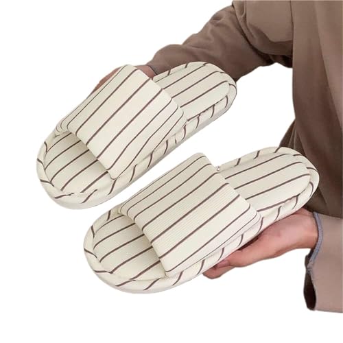 LYXYGMV Frühling und Herbst Baumwollpantoffeln Hausschuhe Warme Plüsch Hausschuhe Leinen rutschfeste Stumme Wohnungen Paar Hausrutschen Für zu Hause(Brown,44-45) von LYXYGMV