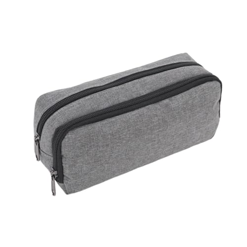 LYXYGMV Oxford Tuch Student Bleistift Fall Doppel-reißverschluss Schreibwaren Tasche Ins Einfache Für Schulbedarf und Büro(Light Grey) von LYXYGMV
