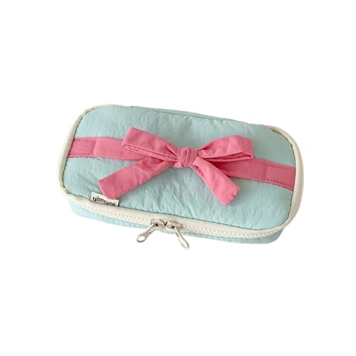 LYXYGMV Stoff Handwerk Bleistift Fall Minimalist Bowknot Buggy Tasche Student Schreibwaren Desktop Lagerung Für Schulbedarf und Büro(Green) von LYXYGMV