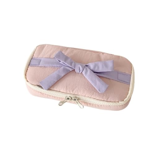 LYXYGMV Stoff Handwerk Bleistift Fall Minimalist Bowknot Buggy Tasche Student Schreibwaren Desktop Lagerung Für Schulbedarf und Büro(Pink) von LYXYGMV