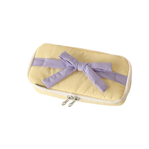 LYXYGMV Stoff Handwerk Bleistift Fall Minimalist Bowknot Buggy Tasche Student Schreibwaren Desktop Lagerung Für Schulbedarf und Büro(Yellow) von LYXYGMV