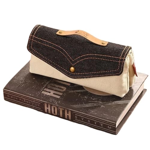 LYXYGMV Vintage Denim Federmäppchen Stifttasche Student Frauen Mädchen Schulbedarf Niedliche Schreibwaren Aufbewahrungstaschen Stiftbox Für Schulbedarf und Büro(Black) von LYXYGMV