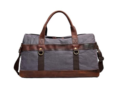 Vintage Gewachste Canvas Herren Gepäcktasche Echtes Leder Herren Reisetaschen Große Reisetaschen Wochenendtasche for Reise Übernacht-Handgepäck Für Reisen oder Fitness(Dark-Grey) von LYXYGMV