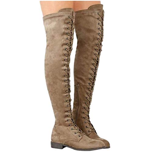 LYYJF Damen Winterschuhe aus PU-Leder im Stil von Rom, Militärstiefel, Winterstiefel, Khaki, 36 von LYYJF