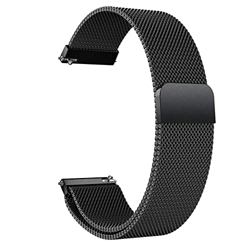 LYYLTX Edelstahl Mesh Uhrenarmband Metall Ersatz Armband Magnetverschluss Smartwatch Schnellverschluss Watch Uhren Ersatzband Für Damen Herren 14mm 16mm18mm 20mm 22mm 24mm (16mm,Schwarz) von LYYLTX