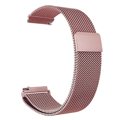 LYYLTX Edelstahl Mesh Uhrenarmband Metall Schnellverschluss Magnetverschluss Einstellbar Ersatz Armband Smartwatch Edelstahlarmband Breite16mm/18mm/20mm/22mm/24mm Für Damen Herren (18mm,Rosa) von LYYLTX