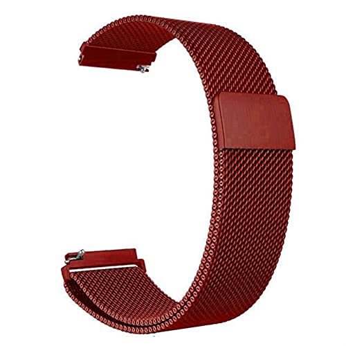 LYYLTX Edelstahl Mesh Uhrenarmband Metall Schnellverschluss Magnetverschluss Einstellbar Ersatz Armband Smartwatch Edelstahlarmband Breite16mm/18mm/20mm/22mm/24mm Für Damen Herren (18mm,Rot) von LYYLTX