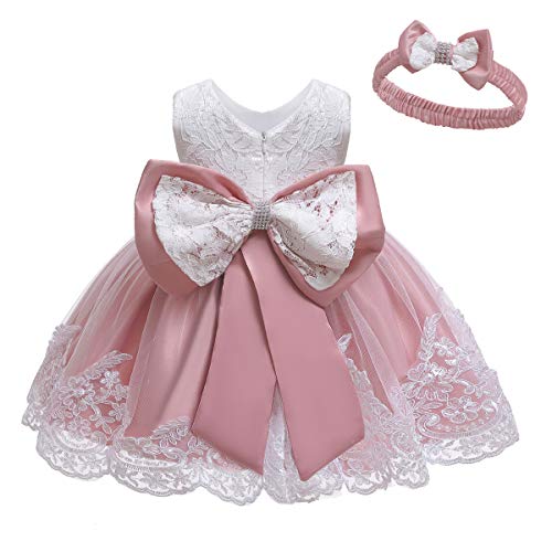 LZH Baby Mädchen Spitzenkleid Bowknot Blume Kleider Hochzeitswettbewerb Taufe Tutu Kleid von LZH