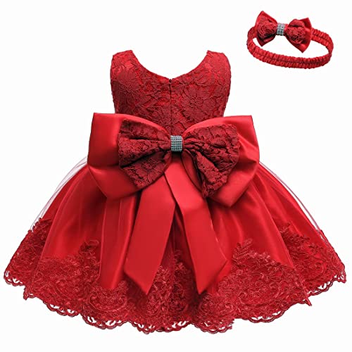 LZH Baby Mädchen Spitzenkleid Bowknot Blume Kleider Hochzeitswettbewerb Taufe Tutu Kleid von LZH
