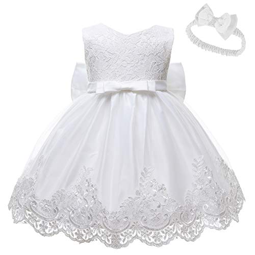 LZH Baby Mädchen Spitzenkleid Bowknot Blume Kleider Hochzeitswettbewerb Taufe Tutu Kleid von LZH