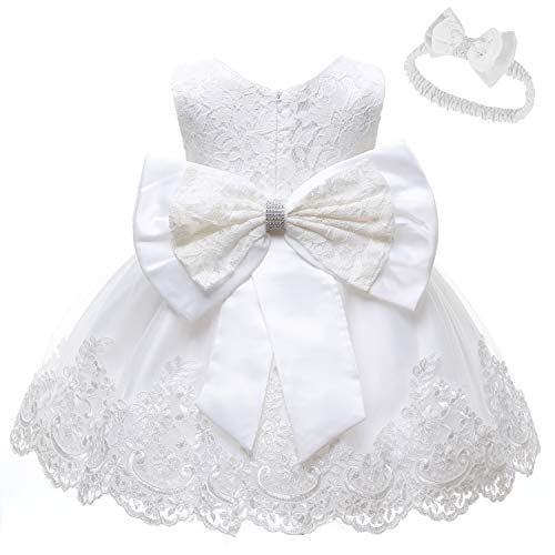 LZH Baby Mädchen Spitzenkleid Bowknot Blume Kleider Hochzeitswettbewerb Taufe Tutu Kleid von LZH