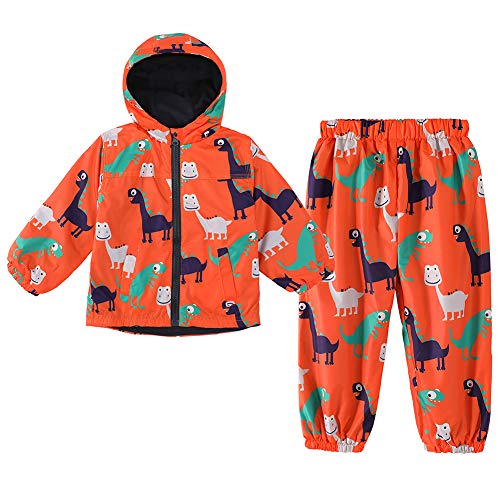 LZH Jungen Mädchen Regenmantel, wasserdichte Kapuze Jacke Mantel Hose Anzug 2PCS Sets von LZH