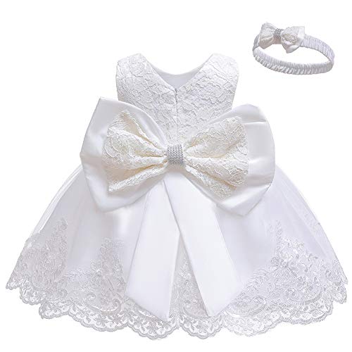 LZH Kleinkind Baby Mädchen Kleid Geburtstag Bowknot Hochzeit Tutu Prinzessin Blume Spitzenkleid, 8348-white, 19-24Monate von LZH