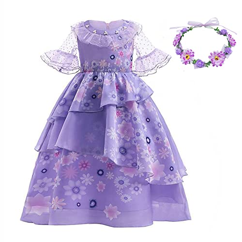 LZH Mirabel Madrigal Kostümkleid Encanto Mirabel Isabela Verkleidung Kostüm Cosplay Prinzessin Kleid mit Tasche und Brille Grün für Mädchen von LZH