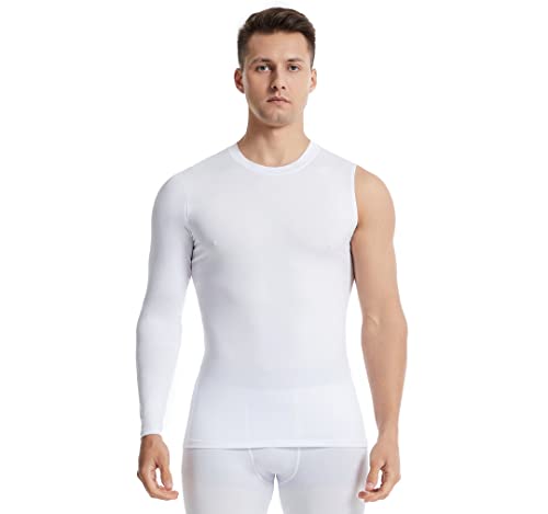 Kompressions-Shirts für Herren, 1/2 Einarmig, langärmelig, athletisch, Unterhemd, Ausrüstung, T-Shirt für Workout, Basketball, Weiß-1, Klein Kompressions-Shirts für Herren, 1/2 Einarmig, langärmelig, athletisch, Unterhemd, Ausrüstung, T-Shirt für Workout, Basketball, Weiß-1, Klein von LZLIONCA
