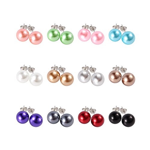 LZMEI 12 Paar gemischte Farben Großhandel Lot Glasperlen Ohrringe Ohrstecker Geschenkset Edelstahl Ohrringe Pin für Frauen Mädchen Kinder, 8 mm, Glas, Glasperle LZMEI 12 Paar gemischte Farben Großhandel Lot Glasperlen Ohrringe Ohrstecker Geschenkset Edelstahl Ohrringe Pin für Frauen Mädchen Kinder, 8 mm, Glas, Glasperle von LZMEI