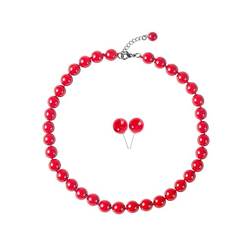LZMEI Schmuck-Set aus künstlichen, handgeknüpften Glas-Imitationsperlen für Damen, Halskette und Ohrringe, verschiedene Farben, Glas, Kein edelstein LZMEI Schmuck-Set aus künstlichen, handgeknüpften Glas-Imitationsperlen für Damen, Halskette und Ohrringe, verschiedene Farben, Glas, Kein edelstein von LZMEI