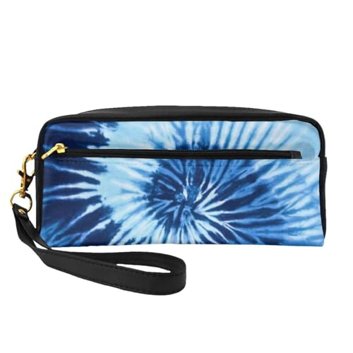 20 x 5,5 x 8,5 cm Make-up-Tasche, abstrakte grün-blaue Kulturbeutel für Damen und Herren, Batikfärbung mit blauen Wirbeln, Einheitsgröße von LZNJZ