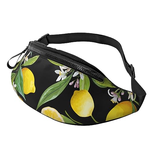 Bauchtasche für Herren und Damen, mit Kopfhöreranschluss, verstellbarer Gürtel, Blumenblatt, Zitrone, Bauchtasche für den täglichen Gebrauch, Reisen, Spaziergänge mit dem Hund, Laufen, von LZNJZ