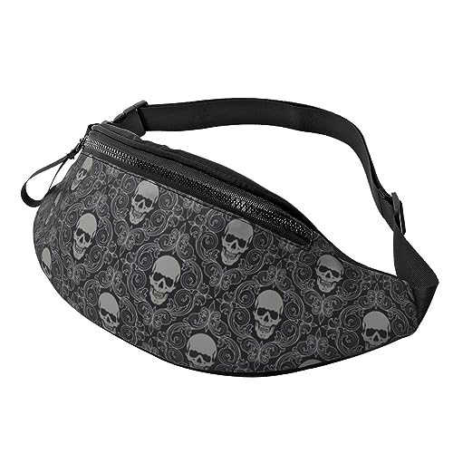 Bauchtasche für Herren und Damen, mit Kopfhöreranschluss, verstellbarer Gürtel, Muster, ernsthafte Totenkopf-Bauchtasche für den täglichen Gebrauch, Reisen, Laufen, Spaziergänge mit dem Hund, Muster: von LZNJZ