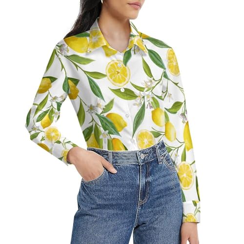 Damen-Tops, V-Ausschnitt, Blumenblatt-Zitrone, Blusen und Hemden für Damen, Blumenblatt, Zitrone, XXL Damen-Tops, V-Ausschnitt, Blumenblatt-Zitrone, Blusen und Hemden für Damen, Blumenblatt, Zitrone, XXL von LZNJZ