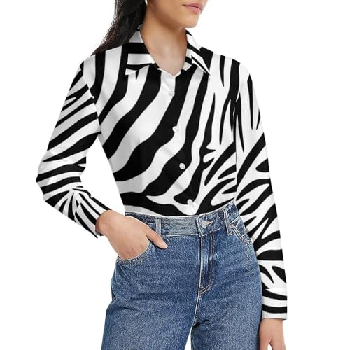 LZNJZ Damen-Oberteile, V-Ausschnitt, schwarzes schlichtes Zebramuster, Blusen und Hemden, Black Simple Zebra, L LZNJZ Damen-Oberteile, V-Ausschnitt, schwarzes schlichtes Zebramuster, Blusen und Hemden, Black Simple Zebra, L von LZNJZ