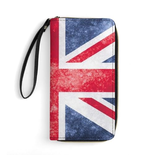 LZNJZ Geldbörse aus PU-Leder für Damen, britische Flagge, Geldbörse mit Handschlaufe, Union Jack Design, 19.7x10.5cm von LZNJZ