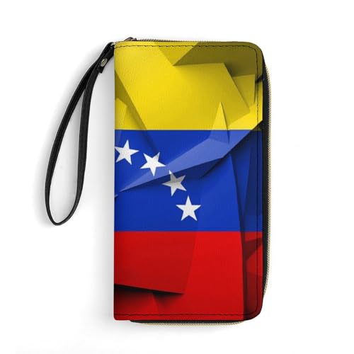 LZNJZ Geldbörse aus PU-Leder für Damen, russische Flagge, Geldbörse mit Handschlaufe, Venezianische Flagge, 19.7x10.5cm von LZNJZ