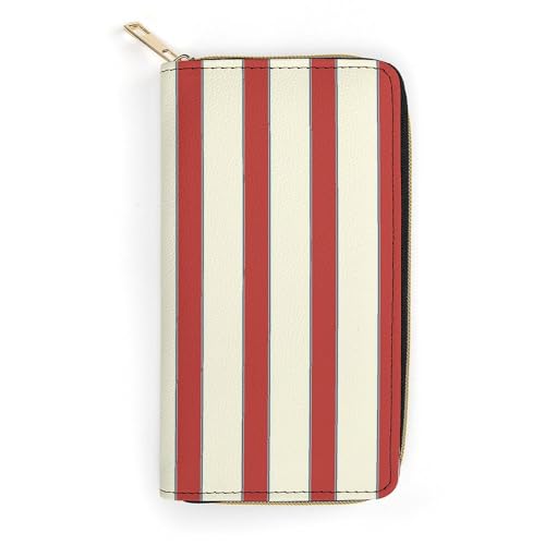 LZNJZ PU-Leder-Geldbörse, Cartoon-Dackel-Geldbörse für Damen, Gestreiftes Spleißen rot, 19.7 x 10.5 x 3.5 cm von LZNJZ