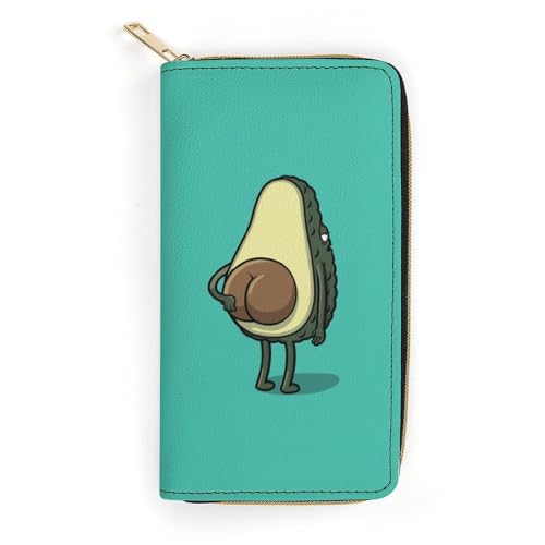 LZNJZ PU-Leder-Geldbörse, Cartoon-Dackel-Geldbörse für Damen, Lustige Cartoon-Avocado, 19.7 x 10.5 x 3.5 cm von LZNJZ