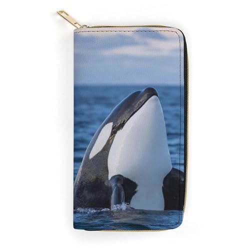 LZNJZ PU-Leder-Geldbörse, Cartoon-Dackel-Geldbörse für Damen, Sea Cute Wal, 19.7 x 10.5 x 3.5 cm von LZNJZ