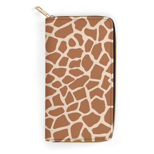 LZNJZ PU-Leder-Geldbörse, Cartoon-Textur, Giraffen-Geldbörse für Damen, Cartoon-Giraffe, 19.7 x 10.5 x 3.5 cm von LZNJZ