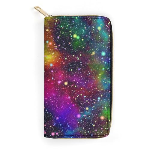 LZNJZ PU-Leder-Geldbörse, graue, elegante Hunde-Geldbörse für Damen, Brillante bunte Nacht, 19.7 x 10.5 x 3.5 cm LZNJZ PU-Leder-Geldbörse, graue, elegante Hunde-Geldbörse für Damen, Brillante bunte Nacht, 19.7 x 10.5 x 3.5 cm von LZNJZ